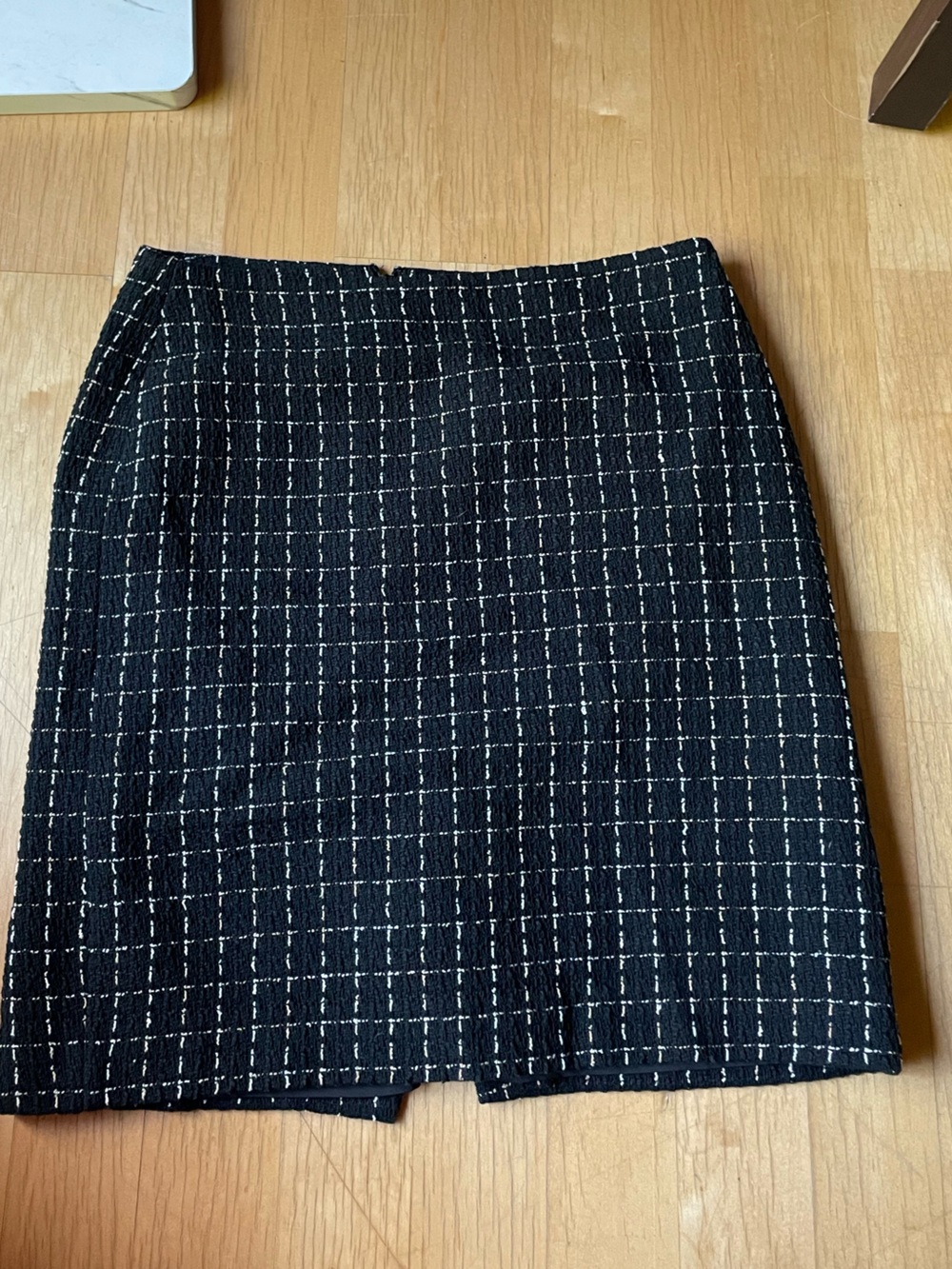 Karl Lagerfeld Black Pencil Skirt with White Windowpane